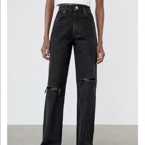 Zara Ripped Wide Leg Jean, NWT